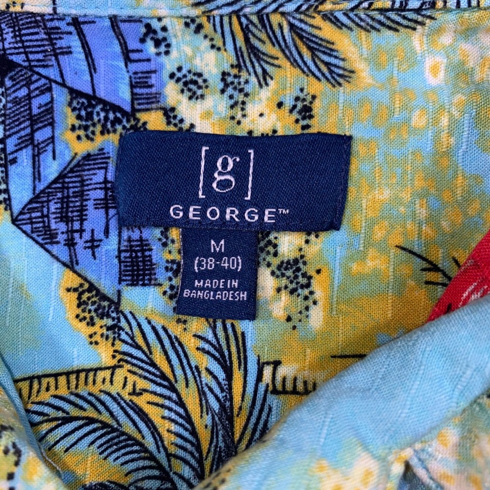 George Mens‎ Tropical Flamingo Palm Tree Hawaiian Shirt Size M - Picture 2 of 6